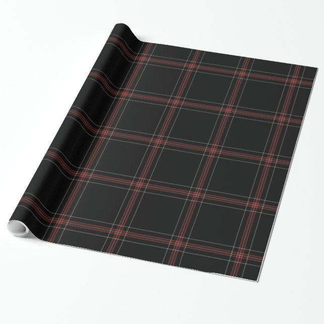 Red Black Tartan Plaid Wrapping Paper (Unrolled)