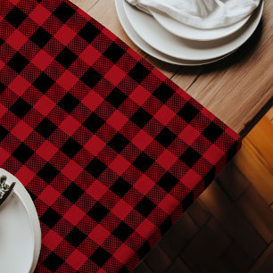 Red Black Tartan Runner Cosy Cabin Table Accent