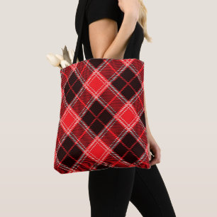 Red  Black Tartan  Tote Bag