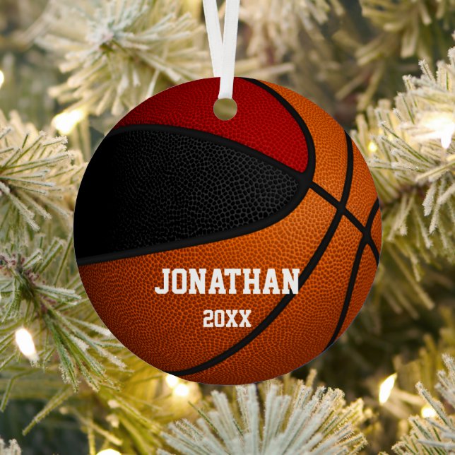 red black team colours boys girls basketball metal tree decoration (Insitu)