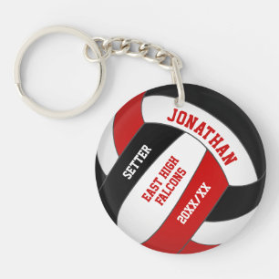 red black team colours custom boys volleyball key ring
