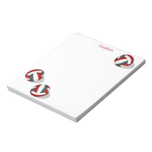 red black team colours girly volleyballs notepad