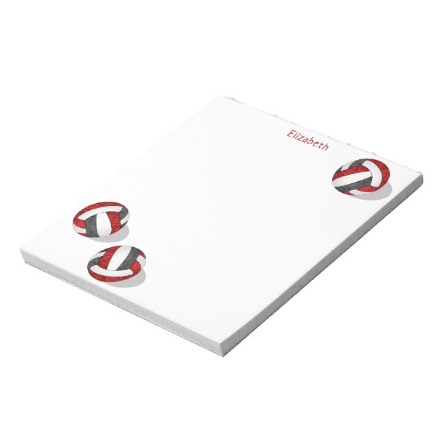 red black team colours girly volleyballs notepad (Rotated)