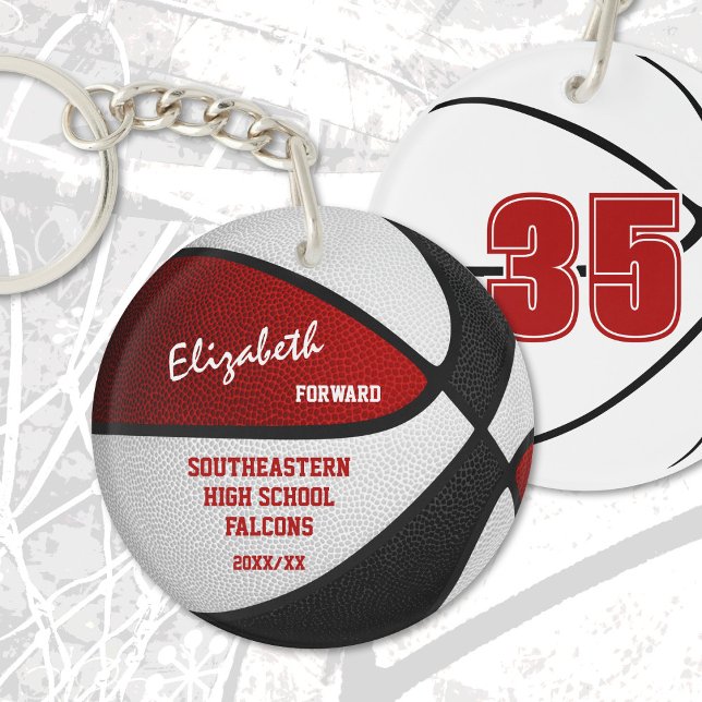 red black team colours keepsake basketball key ring (Creator Uploaded)