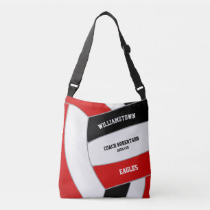 red black team colours volleyball athlete coach crossbody bag