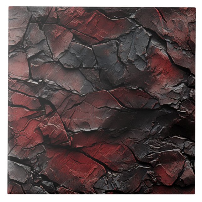 Red & Black Textured Slate Tile (Front)