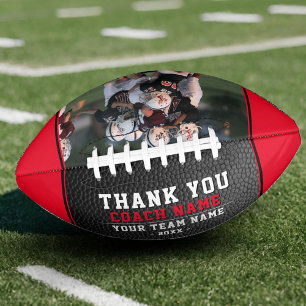 Red Black Thank you Coach Team Name Photo Football