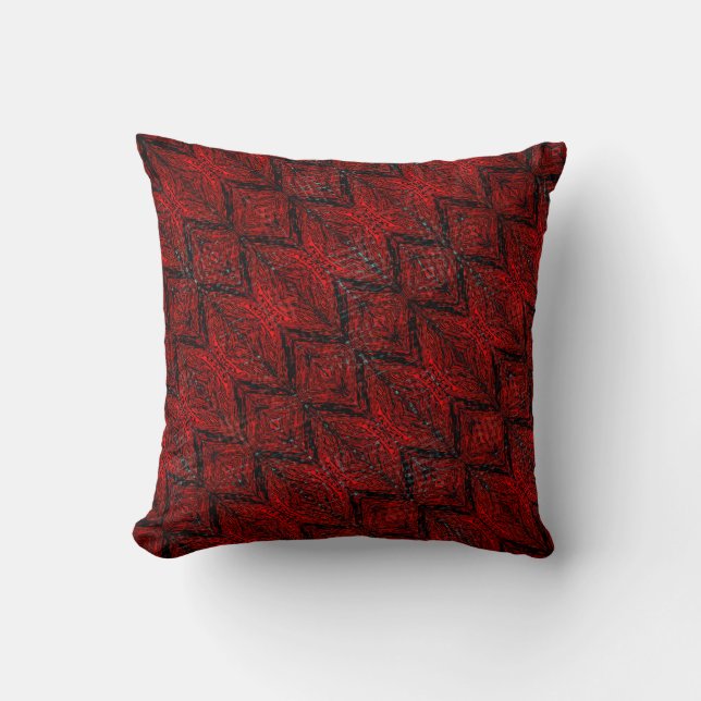 Red black traces, shapes, stripes, zigzag or knit? cushion (Front)