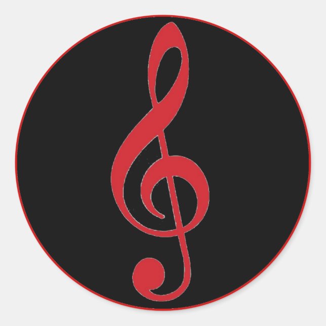 Red black treble clef music stickers (Front)