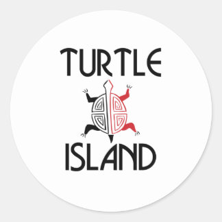 Red/Black Turtle Island Stickers (Round)