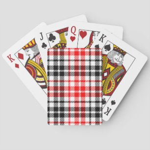 Red Black Twill Plaid Tartan On White  Playing Cards