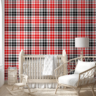 Red Black Twill Plaid Tartan On White Wallpaper