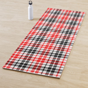 Red Black Twill Plaid Tartan On White Yoga Mat