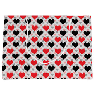 Red Black Valentine Love Hearts Large Gift Bag