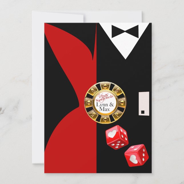 Red Black Vegas New Years Wedding Reception Invitation (Front)