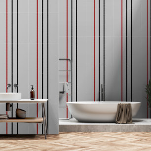 Red Black Vertical Stripe Grey Wallpaper