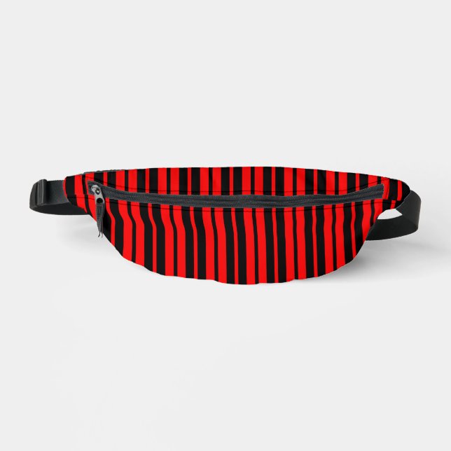 Red Black Vertical Stripes Pattern Bum Bags (Front)