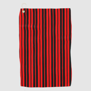 Red Black Vertical Stripes Pattern Golf Towel