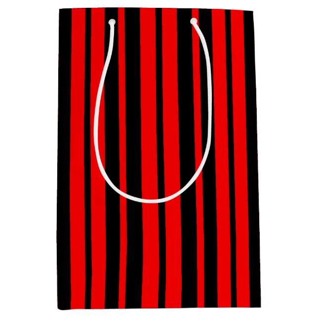Red Black Vertical Stripes Pattern Medium Gift Bag (Front)
