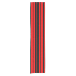 Red Black Vertical Stripes Pattern Short Table Runner