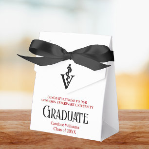 Red Black Veterinary School Graduation Party Favour Box
