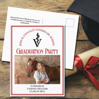 Red Black Veterinary School Photo Graduation Party