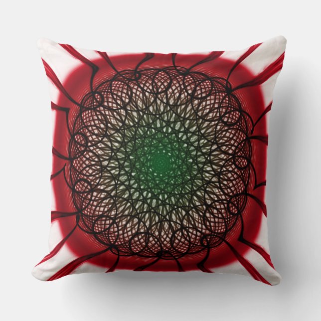 Red black visionary pattern cushion (Front)
