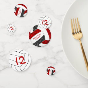 red black volleyball birthday party confetti