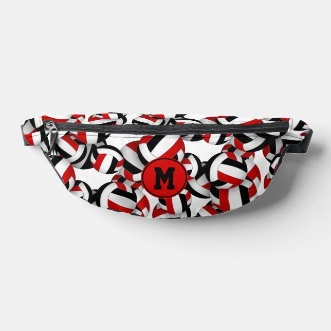 red black volleyball team colours monogrammed bum bags (Lay Down)