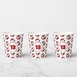 red black volleyballs birthday party paper cups