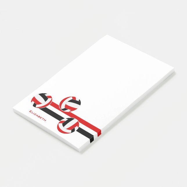 red black volleyballs custom name post-it notes (Angled)