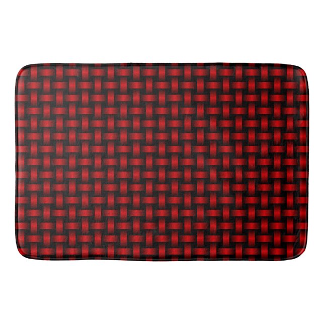 Red Black Weave Pattern Bath Mat (Front)