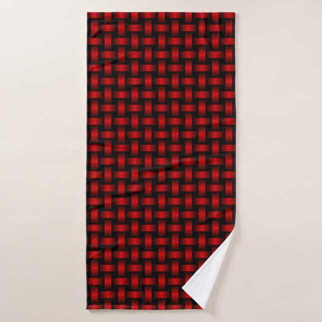 Red Black Weave Pattern Bath Towel (Bath Towel)