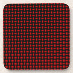 Red Black Weave Pattern Coaster