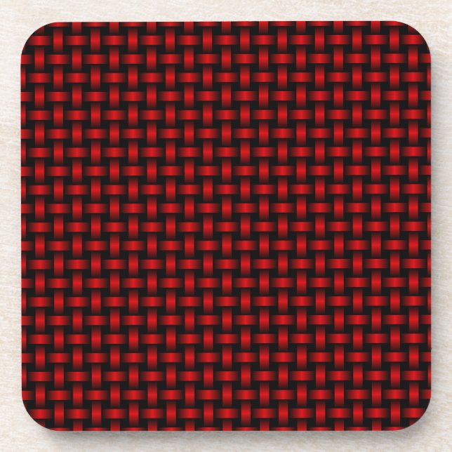Red Black Weave Pattern Coaster (Front)