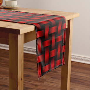 Red Black Weave Pattern Short Table Runner