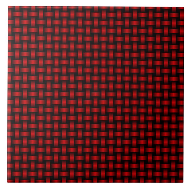 Red Black Weave Pattern Tile (Front)