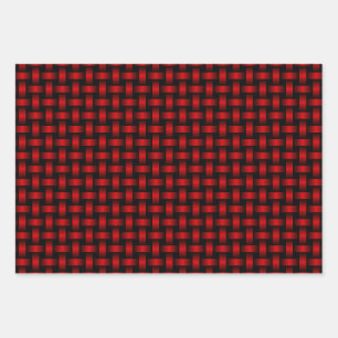 Red Black Weave Pattern Wrapping Paper Sheet