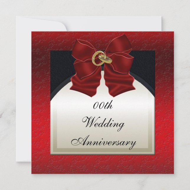Red Black Wedding Anniversary Invitation (Front)