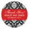 Red, Black Wedding Damask Thank You Label