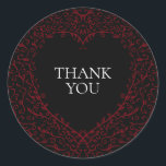 Red Black Wedding Gothic Heart Beautiful Elegant Classic Round Sticker<br><div class="desc">Our beautiful red and black elegant gothic heart design is great as a dark elegant wedding design.</div>