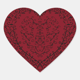 Red Black Wedding Gothic Heart Beautiful Elegant Sticker