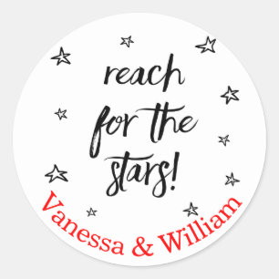 Red & Black Wedding Love Stars Wedding Classic Round Sticker