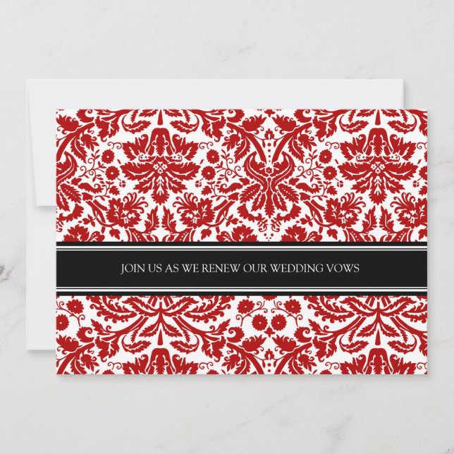 Red Black Wedding Vow Renewal Invitation (Front)