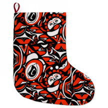 Red Black White Abstract Haida Face Native Art