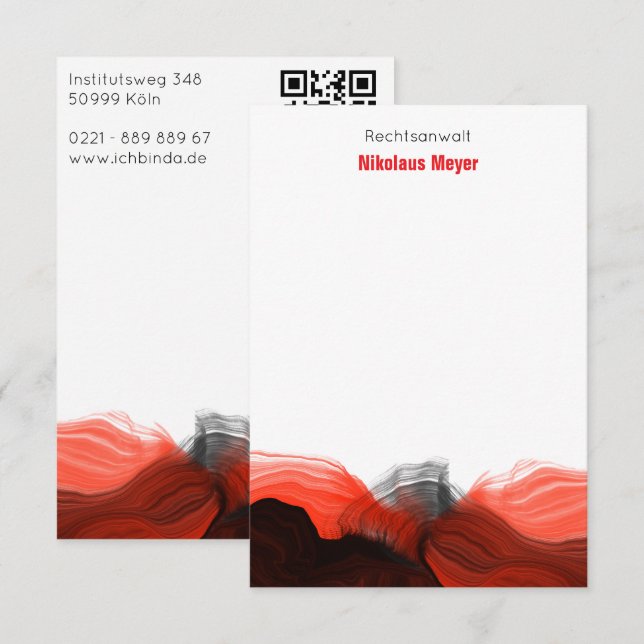 Red Black White abstract modern statement  Enclosure Card (Front/Back)