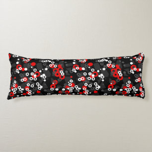 Red Black White and gray geometric abstract Body Cushion