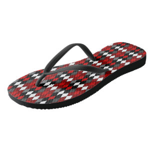 red, black, white and Grey Diamond Pattern Jandals