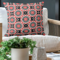 Red Black White and Grey Mosaic Geometric Pattern