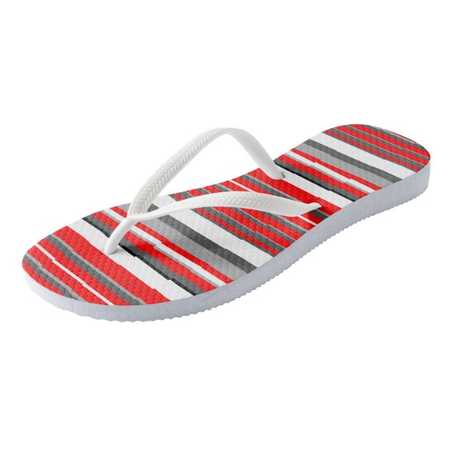 red black white and grey stripes jandals (Angled)